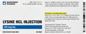 An Empower Pharmacy label with the osmolarity location highlighted.